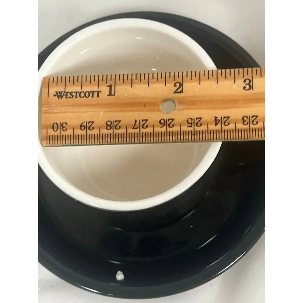 SweeJar 4 oz Espresso Cup & Saucer Set Stackable Porcelain Metal Stand Black